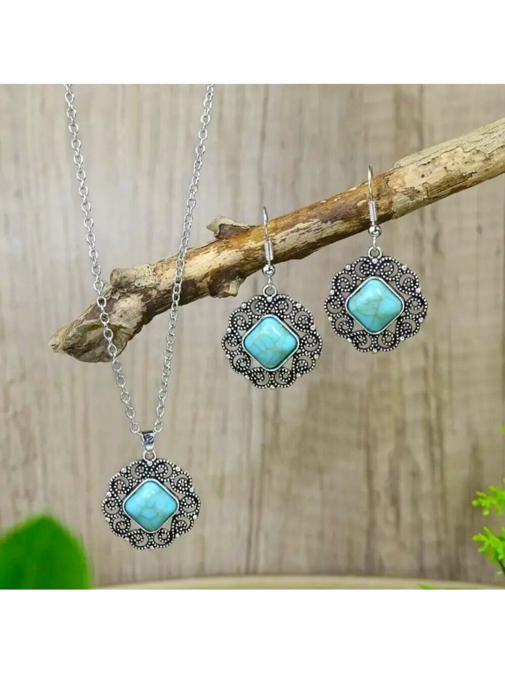 Bohemian Style Jewelry Set, Vintage Inspired, Earrings and Necklace NIP - Picture 1 of 6